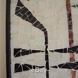 Mid-Century Modern Mosaic Musical Instrument Wall Plaque Vtg Glass Tile Ackerman