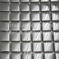 Mirror Gloss Silver Glass Mosaic Tiles Sheet For Walls Floors Bathrooms