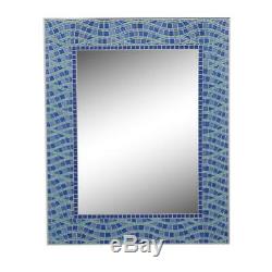 Mirror Single Blue Ocean Tile Border Frame Less Glass Wall Mount Vanity Bathroom