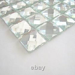 Mirror Tiles Silver Bathroom Wall Sheets Crystal Diamond Mosaic