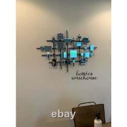Mirrored Abstract Wall Art Decor Glass Tiles Metal Lattice Modern Home Sculpture