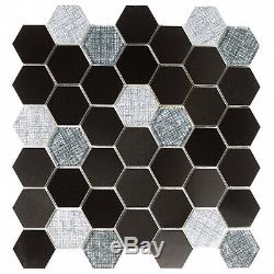 Miseno Enchanted Metals 2' x 2' Hexagon Wall Mosaic Tile Varied Glass Visual