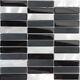 Modern Black Crystal Glass Blended Aluminum Matted Glass Mosaic Tile Backsplash