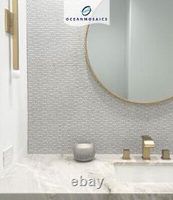 Modern Glass Tile Lux Geometric Kitchen Shower Fireplace Wall Backsplash White