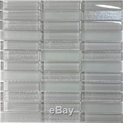 Modern Gray Crystal Glass Blend Texture Matted Glass Mosaic Tile Wall Backsplash