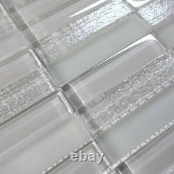 Modern Gray Crystal Glass Blend Texture Matted Glass Mosaic Tile Wall Backsplash