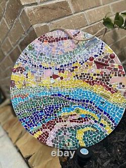 Modern Stained Glass Mosaic Wall Sculpture Panel Abstract 19D