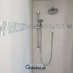 Mosaic Bricks Tile Glass Metal Stone Kitchen Bathroom Wall Backsplash White