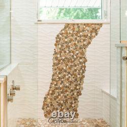 Mosaic Glass Tile Agata Circles Shell Kitchen Shower Fireplace Backsplash Beige