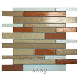 Mosaic Glass Tile Anora Linear Kitchen Bathroom Fireplace Wall Backsplash Brown
