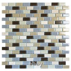 Mosaic Glass Tile Basic Cross Bricks Kitchen Fireplace Wall Backsplash Beige