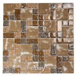 Mosaic Glass Tile Crius French Kitchen Bathroom Fireplace Wall Backsplash Brown