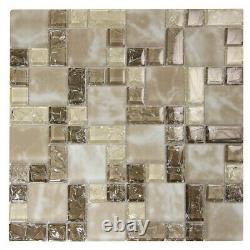 Mosaic Glass Tile Crius French Kitchen Bathroom Fireplace Wall Backsplash Taupe