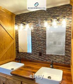 Mosaic Glass Tile Eros Linear Kitchen Bathroom Fireplace Wall Backsplash Taupe