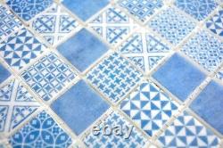 Mosaic Retro vintage tile ECO recycled GLASS blue patchwork 145-P-40 f 10 sheet