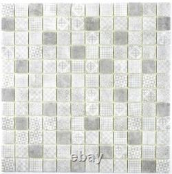 Mosaic Retro vintage tile ECO recycled GLASS gray patchwork 145-P-80 f 10 sheet