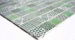 Mosaic Retro vintage tile ECO recycled GLASS green patchwork 145-P-60 f 10sheet