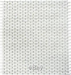 Mosaic Tile ECO Recycled GLASS Brick Enamel white matt wall 140-B27W f 10 sheet