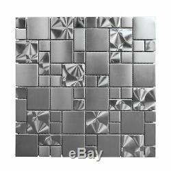 Mosaic Tile Glass Kitchen Wall Tiles Backsplash Decor Metal Pattern Texture USA