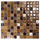 Mosaic Tile Glass Marble Metal Coeus Squares Kitchen Wall Backsplash Brown
