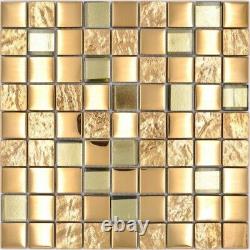 Mosaic Tiles Glass Combination EP Gold Kitchen Back Wall Bathroom Mos88-xcg03 F