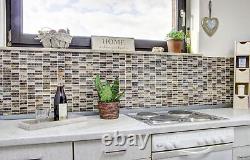 Mosaic Tiles Kitchen Back Wall Translucent Dark Beige Chopsticks Glass Crystal