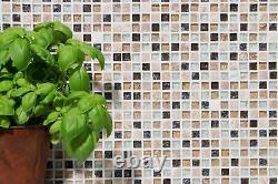 Mosaic Tiles Kitchen Back Wall Translucent Light Beige Glass Crystal Stone E