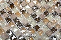 Mosaic Tiles Kitchen Back Wall Translucent Light Beige Glass Crystal Stone E