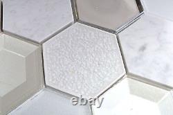 Mosaic Tiles Kitchen Back Wall Translucent White Hexagon Glass Crystal Stone