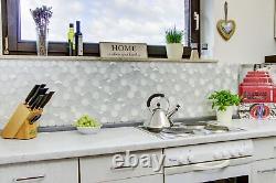 Mosaic Tiles Kitchen Back Wall White Hexagon Glass Stone 3D Mos11d-hxn11 F