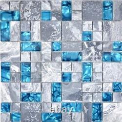 Mosaic Tiles Translucent Gray Combination Glass Mosaic Crystal Stone Grey Blue