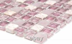 Mosaic Tiles Translucent Pink Glass Crystal Stone Bathroom Toilet Kitchen Wall