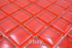 Mosaic Tiles Translucent Red Glass Crystal Bathroom Toilet Kitchen Wall