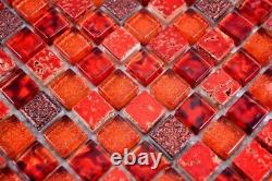 Mosaic Tiles Translucent Red Glass Crystal Resin Bathroom Toilet Kitchen Wall