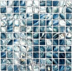 Mosaic nacre shell tile Square blue grey wall kitchen bath 150-SM258210sheet