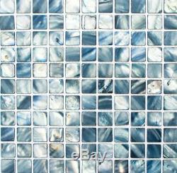 Mosaic nacre shell tile Square blue grey wall kitchen bath 150-SM2582 f 10sheet