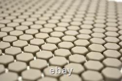 Mosaic tile ECO recycling GLASS Hexagon cream matt glass 140-HX13C f 10 sheet