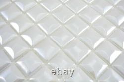 Mosaic tile ECO recycling GLASS white metallic 3D kitchen 350-22 f 10 sheet