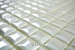 Mosaic tile ECO recycling GLASS white metallic 3D kitchen 350-22 f 10 sheet