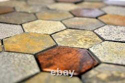 Mosaic tile Hexagon marble gray rust brownbeige with Backsplash 11c-197910sheet