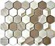 Mosaic tile Hexagon natural stone grey sand colored with glass 11D-44 10sheet