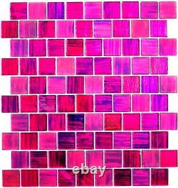 Mosaic tile Square pink mix clear/frosted with glass Art 68-CF47 10 sheet
