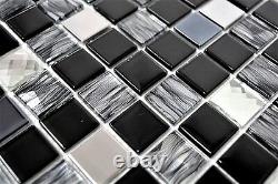 Mosaic tile Square stainless steel mix black with glass 63-CM-426 10 sheet