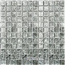 Mosaic tile Square uni silver structure with glass Art 68-4SB11 10 sheet