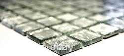 Mosaic tile Square uni silver structure with glass Art 68-4SB11 10 sheet