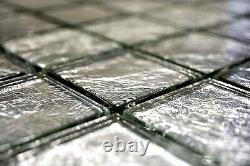Mosaic tile Square uni silver structure with glass Art 68-4SB21 10 sheet