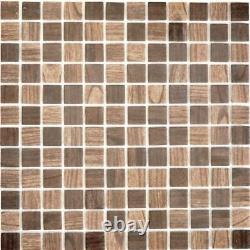 Mosaic tile Square wooden structure dark brown with glass 63-410 f 10 sheet