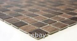 Mosaic tile Square wooden structure dark brown with glass 63-410 f 10 sheet