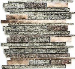 Mosaic tile natural stone Alu mix brown/copper with glass Art 49-GV7410sheet