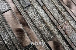 Mosaic tile natural stone Alu mix brown/copper with glass Art 49-GV7410sheet